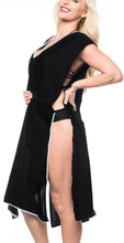 Load image into Gallery viewer, Women&#39;s Kimono Rayon Swimsuit Swimwear Blouse Bikini Cover up Beachwear Black