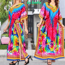 Load image into Gallery viewer, LA LEELA 2 Digital Women&#39;s Kaftan Kimono Summer Beachwear Cover up Dress o933