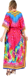 LA LEELA 2 Digital Women's Kaftan Kimono Summer Beachwear Cover up Dress o933