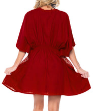 Load image into Gallery viewer, la-leela-bikni-swimwear-rayon-solid-blouse-cover-ups-women-osfm-10-16-m-1x-red_2694