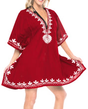 Load image into Gallery viewer, Rayon Kimono Swimwear Swimsuit Beachwear Women&#39;s Bikini Cover up Blouse Red