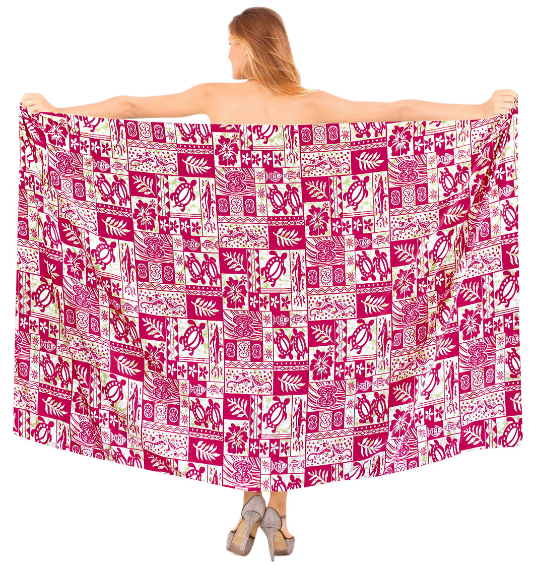 LA LEELA Women Swimsuit Cover Up Beach Wrap Skirt Sarong Wrap One Size Plus Pink_N429