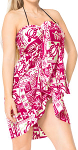 LA LEELA Women Swimsuit Cover Up Beach Wrap Skirt Sarong Wrap One Size Plus Pink_N429