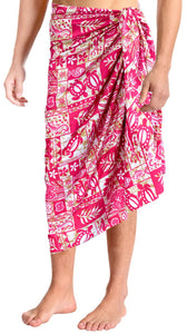LA LEELA Mens Swimsuit Cover Ups Beach Sarongs Pareo Wrap One Size Pink_N424