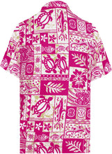 Load image into Gallery viewer, LA LEELA Support Pink Breast Cancer Shirt Aquatic Life Hawaiian Beach Shirt for Men&#39;s Casual Button down Tropical Aloha White_W127