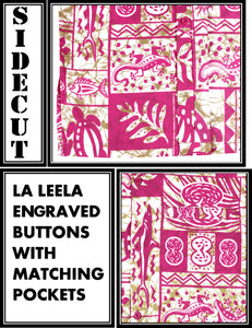 LA LEELA Support Pink Breast Cancer Shirt Aquatic Life Hawaiian Beach Shirt for Men's Casual Button down Tropical Aloha White_W127