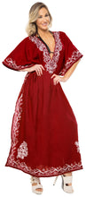 Load image into Gallery viewer, la-leela-pv-solid-long-caftan-beachwear-dress-girls-red_909-osfm-14-18w-l-2x