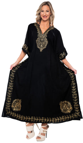la-leela-lounge-rayon-solid-long-caftan-nightgown-women-OSFM 14-18W [L- 2X]-Halloween Black_L441
