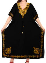 Load image into Gallery viewer, la-leela-lounge-rayon-solid-long-caftan-nightgown-women-black_1079-osfm-14-32w-l-5x