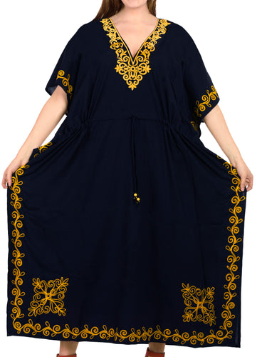 la-leela-lounge-rayon-solid-long-caftan-nightgown-women-OSFM 16-32W [XL- 5X]-Navy Blue_J815