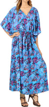 Load image into Gallery viewer, LA LEELA Likre Digital Long Caftan Vacation Girls Blue_760 OSFM 14-22W [L-3X] Blue_I162