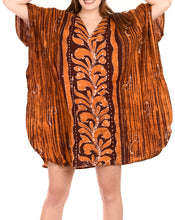Load image into Gallery viewer, la-leela-cotton-batik-short-caftan-dress-women-brown_1584-osfm-14-18w-l-2x-brown_i132