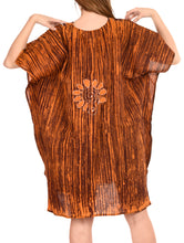 Load image into Gallery viewer, la-leela-cotton-batik-short-caftan-dress-women-brown_1584-osfm-14-18w-l-2x-brown_i132