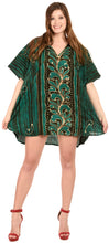 Load image into Gallery viewer, la-leela-cotton-batik-short-caftan-beach-dress-sea-green_1440-osfm-14-18w