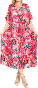 la-leela-1-womens-kaftan-kimono-nightgown-beachwear-bathing-suit-dress-cover-up   Red_g225 135220