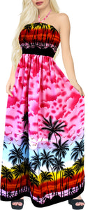 la-leela-evening-beach-swimwear-soft-Palm-Tree-Printed-vintage-vacation-tube-dress-women-Pink