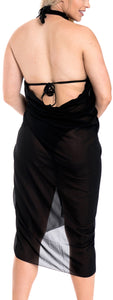 LA LEELA Women's Beach Sarong Cover Up Pareo Swimsuit Wrap 78"x42" Black_G180