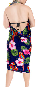 LA LEELA Women Beach Sarong Pareo Swimwear Coverup Wrap Skirt One Size N_Blue_E465