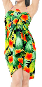 LA LEELA Women's Summer Beach Wrap Cover Up Skirt Sarong One Size Orange_E464