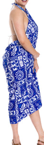 LA LEELA Women Sarong Dress Coverup Tie Pareo Wrap Swimsuits One Size Blue_E449