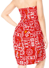 Load image into Gallery viewer, LA LEELA Women Sarong Swimwear Skirt Beach Cover Up Wrap Pareo One Size Red_E448