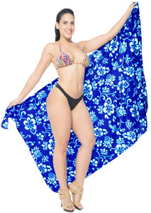 LA LEELA Women's Swimsuit Sarong Bikini Swim Beach Cover-Ups One Size Blue_E446