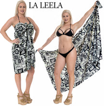 Load image into Gallery viewer, LA LEELA Women&#39;s Sarong Swimsuit Cover Up Summer Beach Wrap One Size Black_E436