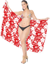 Load image into Gallery viewer, LA LEELA Women&#39;s Beach Cover Up Sarong Swimsuit Cover-Up Pareo One Size Red_E431