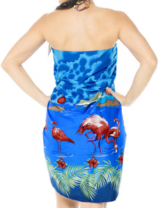 LA LEELA Women Pareo Beach Swimwear Wrap Bikini Sarong Skirt One Size Blue_E412