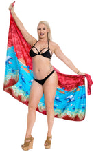 Cargar imagen en el visor de la galería, LA LEELA Women&#39;s Plus Size Bathing Suit Cover Up Beach Sarong One Size Red_E411