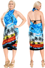Load image into Gallery viewer, LA LEELA Women&#39;s Beach Cover Up Bikini Sarong Swimsuit Wrap One Size Blue_E408