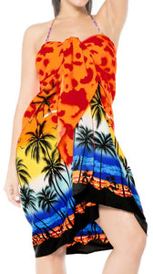 LA LEELA Women's Swimwear Pareo Sarong Bikini Coverups Wrap One Size Orange_E405