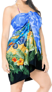 LA LEELA Women's Beach Sarong Cover Up Pareo Swimsuit Wrap One Size Blue_E401