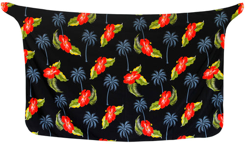 LA LEELA Women Full Maxi Plus Size Sarong Swimsuit Cover Up One Size Black_E383