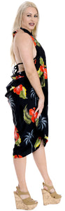 LA LEELA Women Full Maxi Plus Size Sarong Swimsuit Cover Up One Size Black_E383