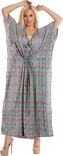 la-leela-1-womens-kaftan-kimono-nightgown-beachwear-bathing-suit-dress-cover-up   Green_e366 135381