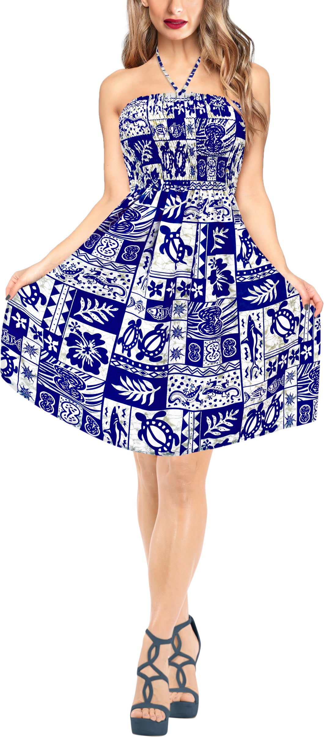 halter-top-evening-party-swimsuit-tube-dress-white-Blue-Printed-maxi-skirt-beach-backless-sundress