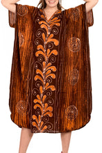 Load image into Gallery viewer, la-leela-cotton-batik-womens-kaftan-kimono-summer-beachwear-cover-up-dress-Brown