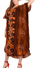 Load image into Gallery viewer, LA LEELA Cotton Batik Printed Women&#39;s Kaftan Kimono Summer Beachwear Cover up Dress  Brown_D315
