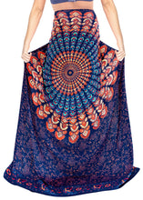 Load image into Gallery viewer, la-leela-rayon-women-swimsuit-cover-up-sarong-printed-78x39-royal-blue_4916-blue_d296