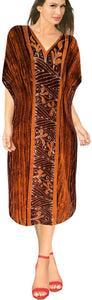 la-leela-100-cotton-batik-womens-kaftan-kimono-summer-beachwear-cover-up-dress-OSFM 14-18W [L- 2X]-Brown_D277