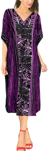 la-leela-100%-cotton-batik-womens-kaftan-kimono-summer-beachwear-cover-up-dress-Purple
