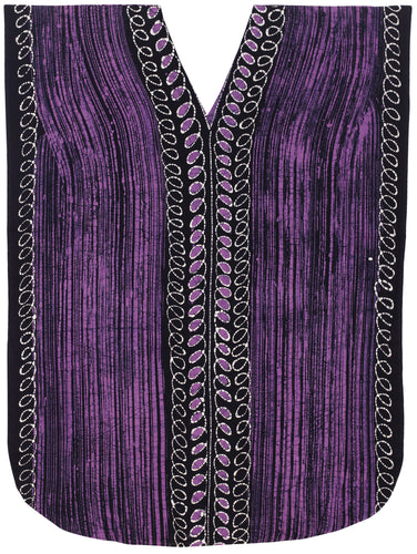 la-leela-100-cotton-batik-womens-kaftan-kimono-summer-beachwear-cover-up-dress-OSFM 14-18W [L- 2X]-Scary Purple_D259