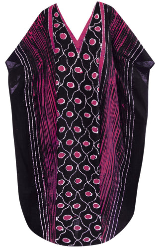la-leela-cotton-batik-womens-kaftan-kimono-summer-beachwear-cover-up-dress-Pink