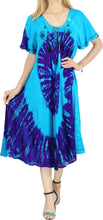 Load image into Gallery viewer, LA LEELA Women&#39;s Rayon Embroidered Short Beach Dress OSFM 12-16W[L-1X] Blue_X563