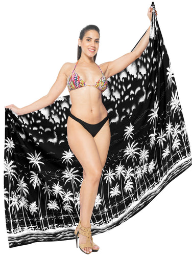 la-leela-swimwear-soft-light-women-bathing-suit-swimsuit-sarong-printed-Palm -tree-Printed-Black