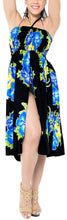 Load image into Gallery viewer, la-leela-evening-beach-swimwear-soft-printed-top-womens-skirt-strapless-tube-dress-blue-854-one-size