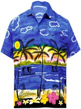 Load image into Gallery viewer, la-leela-shirt-casual-button-down-short-sleeve-beach-shirt-men-aloha-pocket-Shirt-Blue_W390
