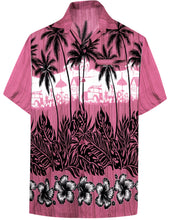 Load image into Gallery viewer, la-leela-mens-support-pink-breast-cancer-shirt-hawaiian-short-sleeve-tropical-aloha-patio-shirt-pink_w385