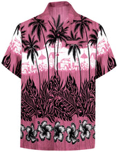 Load image into Gallery viewer, La Leela Men&#39;s Support Pink Breast Cancer Shirt Hawaiian Short Sleeve Tropical Aloha Patio Shirt Pink_W385